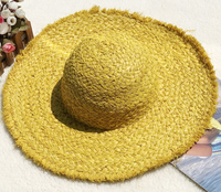 Natural Raffia Hat Sunscreen Broad-Brimmed Hat Beach Hat DIY Wide Brim Burr Color Dome Hat
