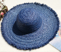 Natural Raffia Hat Sunscreen Broad-Brimmed Hat Beach Hat DIY Wide Brim Burr Color Dome Hat