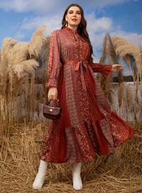 Plus Size Elegant Color Matching Women Dress