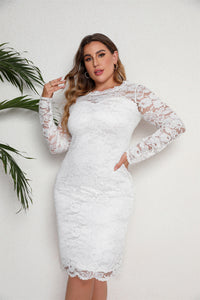 Plus Size Evening Dress Short Skinny Lace Dress