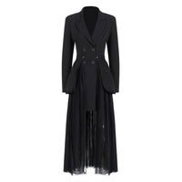 Dark Skirt Set Two Piece Set Spring Elegant Long Set Mesh Pleated Skirt Set For Women