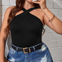 Plus Size Women Clothing Sexy Sling Vest Summer Slim Short Halter Top