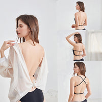 Glossy Surface without a Scratch Underwear Sexy U-Shaped Bare Back Backless Bra Small Chest Push up Breast Holding Halter Bra