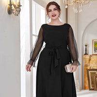 plus Size Elastic Waist Dress Women Stitching