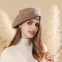 Autumn Rhinestone Elegant British Women Retro Beret Casual Face Slimming Painter Cap