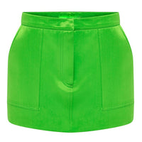 Bright Satin Double Breasted Loose Set Short Mid Length Dress Set Two Piece Set