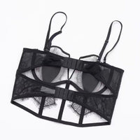 French Eyelashes Lace Sexy Lingerie Thin Back Shaping Soft Steel Ring Boning Corset Boning Corset Body Shaping Vest Bra Set