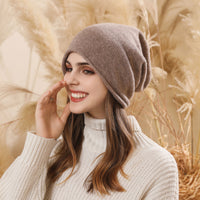 Autumn Winter Hat Ladies Warm Ear Protection Big Head Circumference Beanie Hat Knitted Wool Sleeve Cap