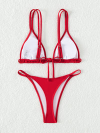 Bikini Solid Color Triangle Cup Backless Sexy Bikini Swimsuit Swimwear Women