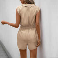 Summer Jumpsuit Tied V neck Solid Color Romper