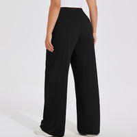 Plus Size Pocket High Waist Hip Lifting Yoga Trousers Outdoor Wide Leg Fitness Pants Nude Slimming Sports Flared Pants