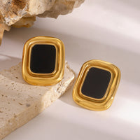 Stainless Steel Resin Square Earrings High Sense Retro Affordable Luxury Earrings French Texture Ornament