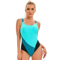 Color Matching Sports One Piece Swimsuit Women Sexy Backless Swimsuit