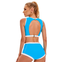 Boxer Sports Split Swimsuit Women Sexy Hollow Out Cutout Backless Bikini Swimsuit