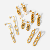 Celebrities Titanium Steel Earrings Long Cuban Chain Earrings Jewelry 18K Gold Stainless Steel Women Earrings Accessories