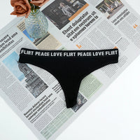 Sexy Temptation T Back Low Waist Letter Graphic Shoulder Strap Sexy Cotton Crotch Women Underwear