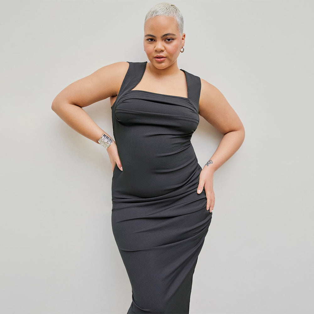 Plus Size Autumn Winter Slim Tube Top Women Clothing Sheath Strap Figure Show Intellectual Dress