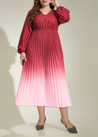 Plus Size Gradient Color Pleated Women Dress