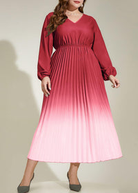 Plus Size Gradient Color Pleated Women Dress