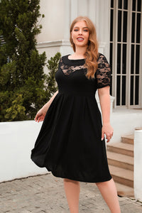 Plus Size Hollow Out Cutout Lace Casual Loose Dress Holiday Office Dress Women Clothing