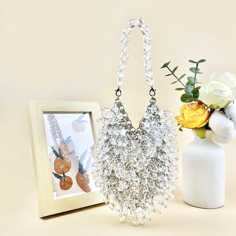 Niche Handmade Acrylic Solid Color Beads Women Portable Water Drop Bag High Sense Dinner Bag