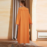Plus Size Middle East Turn V Neck Embroidery Robe