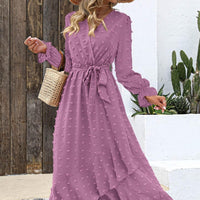 Women Autumn Swiss Polka Dot Long Sleeve Streamlined Wedding Party Dress