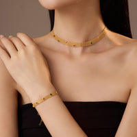 Personalized All Match Classic Blade Chain Irregular Asymmetric Zircon Titanium Steel Simple Necklace Bracelet