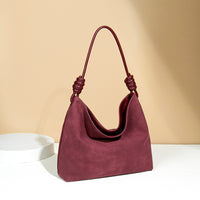 Red Suede Tote Bag Autumn Winter Retro Shoulder Crossbody Light Luxury Frosted Office Bucket Bag