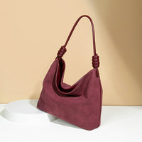 Red Suede Tote Bag Autumn Winter Retro Shoulder Crossbody Light Luxury Frosted Office Bucket Bag