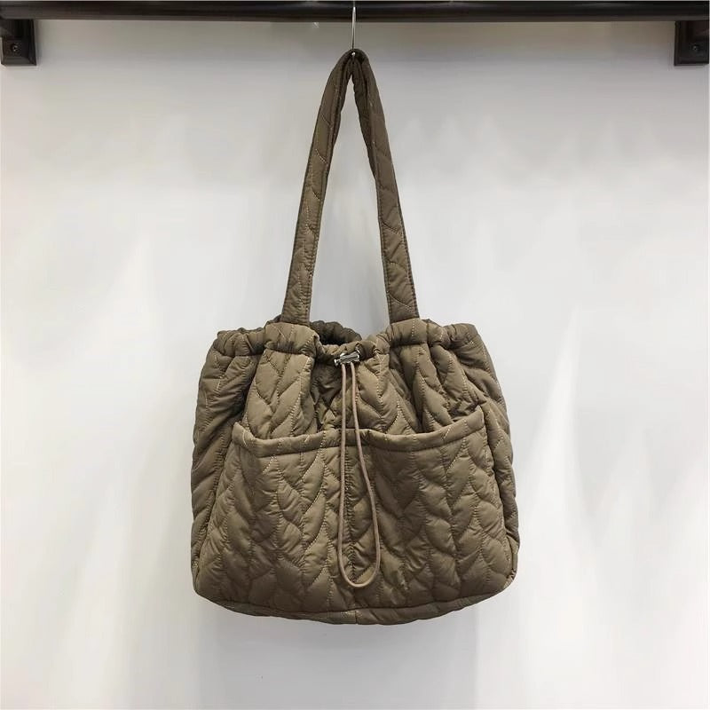 Tote Bag Women Bag Cotton Filled Korean Casual Shoulder Bag Travel Bag Large Capacity Office Hand Carrying Bag