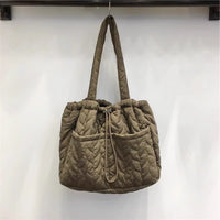 Tote Bag Women Bag Cotton Filled Korean Casual Shoulder Bag Travel Bag Large Capacity Office Hand Carrying Bag