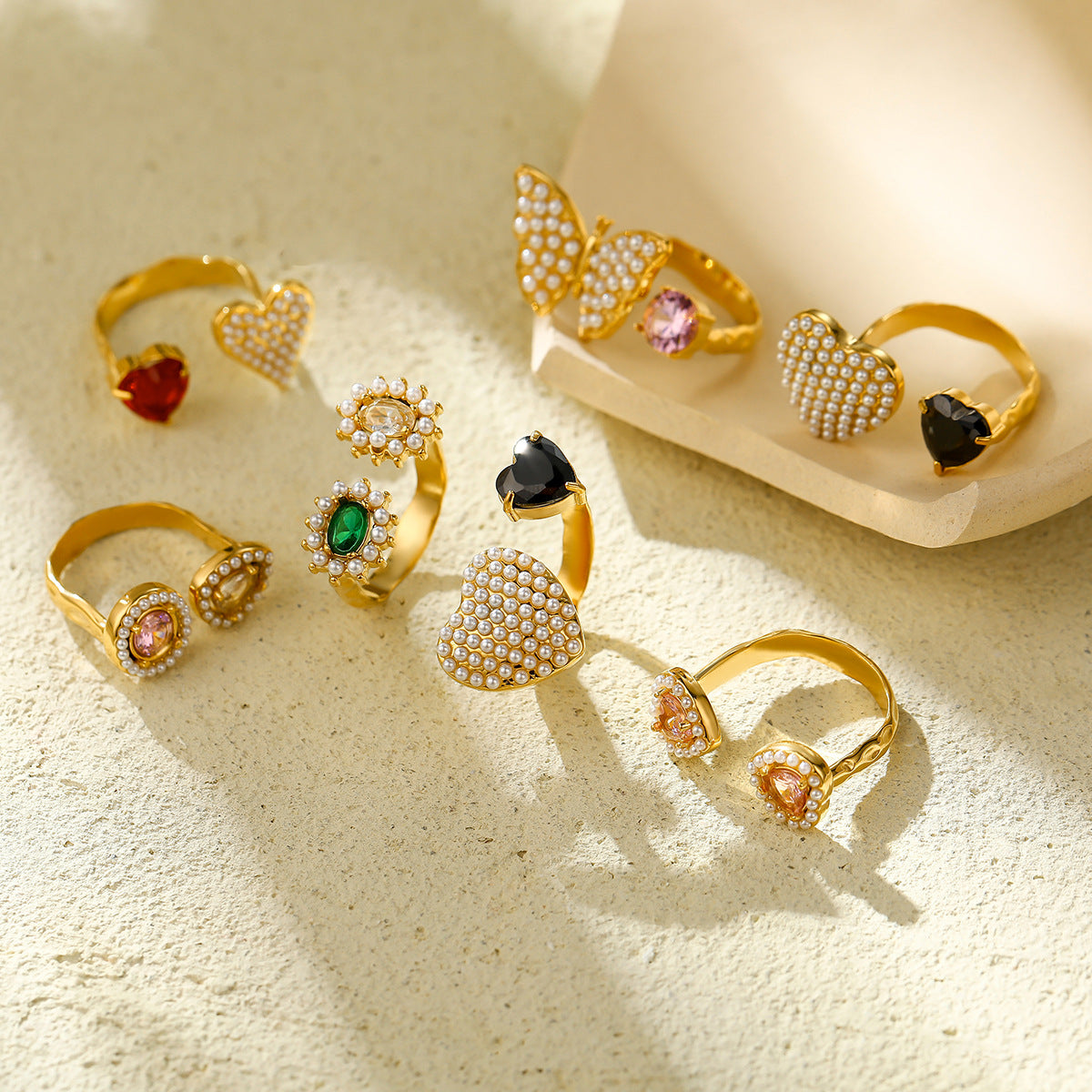 French Entry Lux Open Adjustable High Sense Titanium Steel Ring Double Layer Rhinestone Zircon Stainless Steel Ring for Women