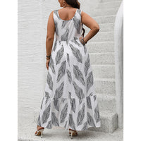 Plus Size Summer Sling Printing Sleeveless Dress Vacation Loose Casual Ladies Dress