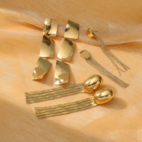 Arrival Exaggerated High Grade Irregular Asymmetric Titanium Steel Earrings Women Affordable Luxury Stainless Steel Tassel Earrings