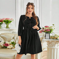 Plus Size Women Clothing Adult Lady like Woman Intellectual Dress Autumn Winter Chest Strap Elegant Midi Dress