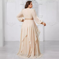 Plus Size Chiffon Stitching Sequined Lantern Sleeve Irregular Asymmetric Ruffles Elegant Party Dress