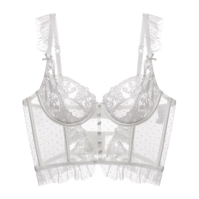 bralette Corset with Steel Ring Ultra-Thin Big Chest Small Push up Boning Corset Boning Corset Corset Embroidery Lace Sexy Bra