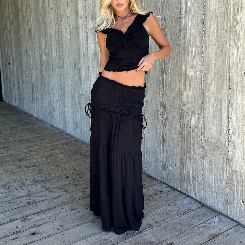 Women Sexy Elegant Skirt Maxi Dress Two Piece Set Top off Shoulder