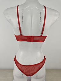 Sexy Hollow Out Cutout out See through Bra Three Point Chain Sexy Lingerie Set