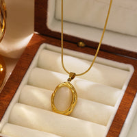 Sweater Chain High Grade Clavicle Chain Retro Cymophanite Oval Embellished Titanium Steel Necklace Accessories