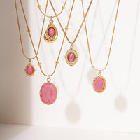 Arrival Rhodochrosite 18K Gold Titanium Steel Necklace for Women Affordable Luxury All Match High Sense Stainless Steel Embellished Accessories
