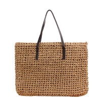 Large Capacity Casual Straw Bag Korean Shoulder Bag Solid Color Handmade Woven Bag Mori Photo