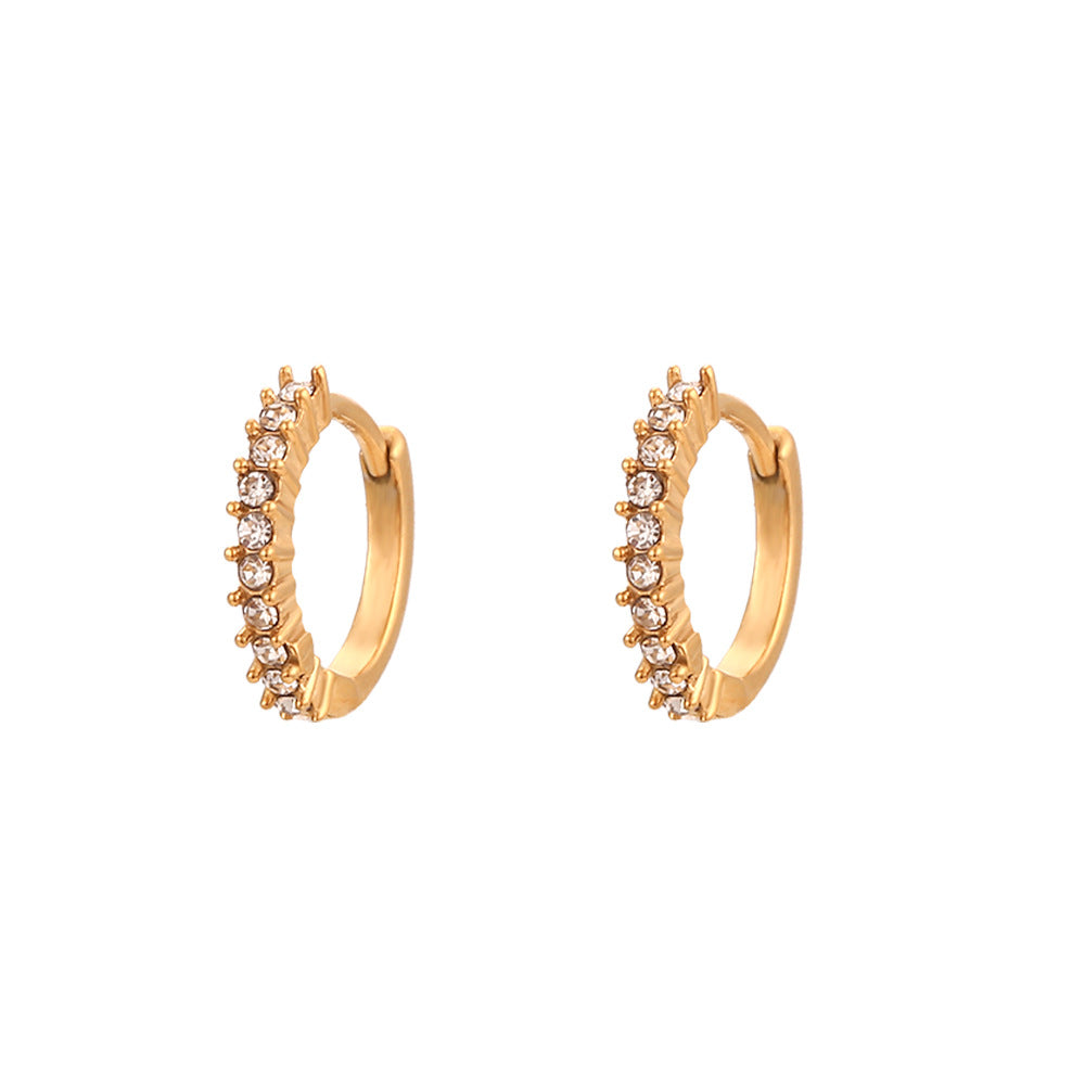 Mini Ear Clip Micro Inlaid Zircon-Golden-White Diamond