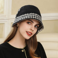 Casual Bucket Hat Show Face Small Trend Bucket Hat Houndstooth Bucket Hat