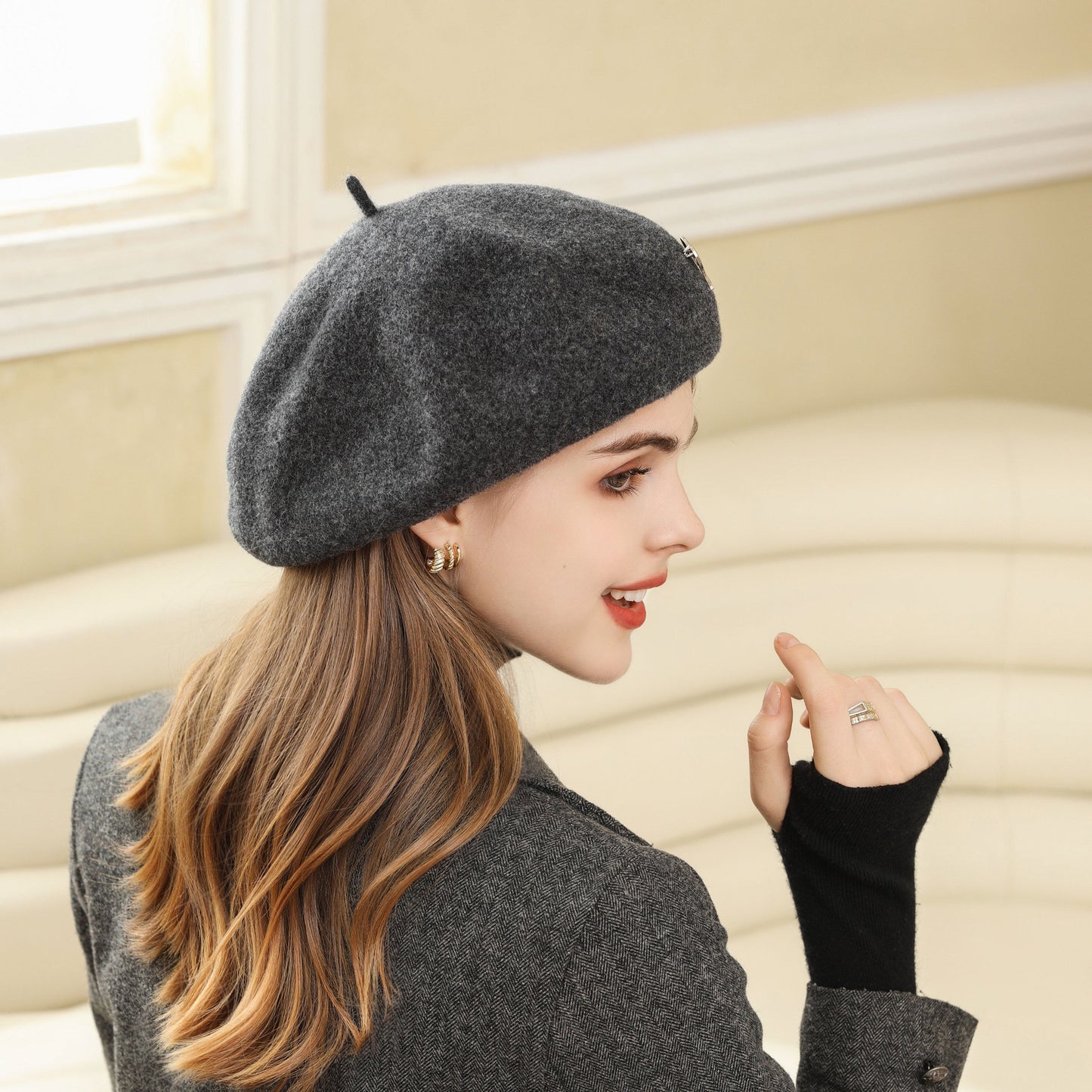 Autumn Winter Korean Retro Literary Elegance Wild Big Head Circumference Show Face Small Beret