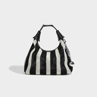 Niche Woven Striped Hand Carrying Lunch Box Bag Women Hollow Out Cutout Small Bag Shoulder Messenger Bag