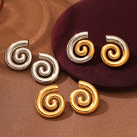 Spiral Titanium Steel Earrings Women Creative Personality Gold Stainless Steel Studs Earrings