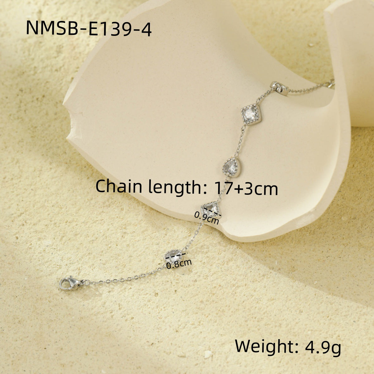 NMSB-E139-4 Steel Color White Diamond
