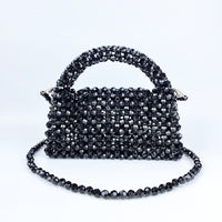 Popular Handmade Beaded Mobile Phone Bag Small Square Bag Black Beads Pioneer Woven Bag